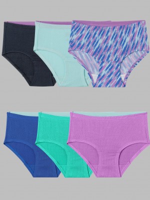 Assorted Fruit Of The Loom Breathable Micro-Mesh, 6 Pack Girls' Briefs | ZBT617324