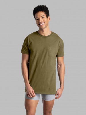 Assorted Fruit Of The Loom Short Sleeve Pocket, 6 Pack Men's Pocket Tees | IKG182675