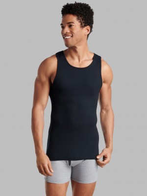 Black/Gray Fruit Of The Loom Active Cotton blend A-Shirt, 8 Pack Men's Undershirts | YHE940872