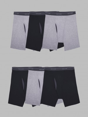 Black/Gray Fruit Of The Loom Eversoft® CoolZone® Fly, 6 Pack Men's Boxer Briefs | RAJ123674