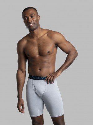 Black/White Fruit Of The Loom Breathable Long Leg, 3 Pack Men's Boxer Briefs | IVC816504