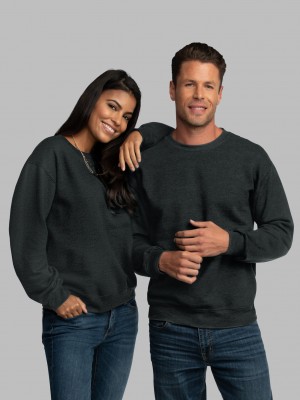 Black Fruit Of The Loom EverSoft® Fleece Crew Men's Sweatshirt | GEP293710