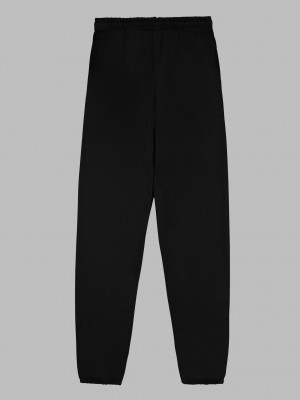 Black Fruit Of The Loom EverSoft® Fleece Elastic Bottom Men's Sweatpants | KOP534270