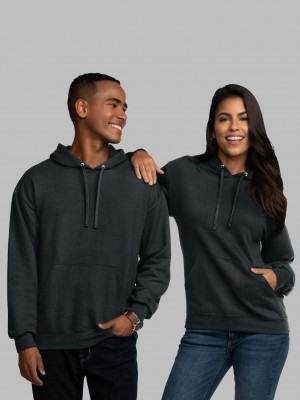 Black Fruit Of The Loom EverSoft® Fleece Pullover Women's Hoodie | BSZ795860