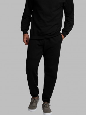 Black Fruit Of The Loom Eversoft® Fleece Jogger Men's Sweatpants | PGS213548