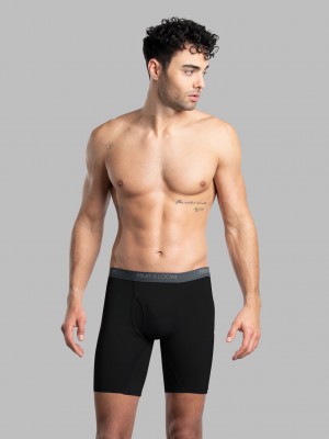 Black Fruit Of The Loom Micro-Stretch Long Leg, 5 Pack Men's Boxer Briefs | SFL295041