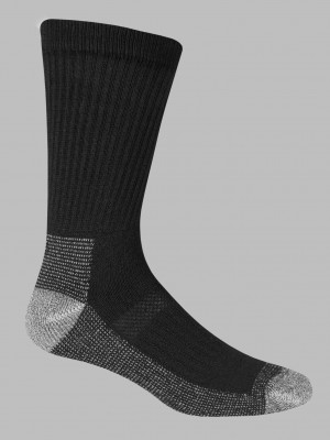 Black Fruit Of The Loom Workgear™ Crew, 6 Pack Men's Socks | OQZ519748