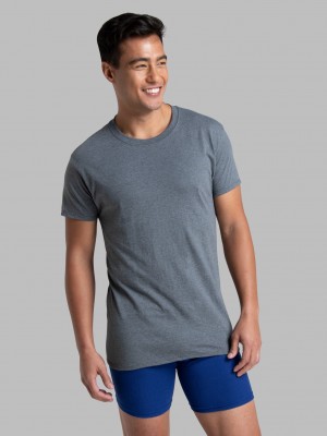 Black GrayAssorted Fruit Of The Loom Short Sleeve Active Cotton Crew, 8 Pack Men's T Shirts | GEA814032