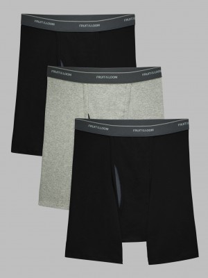 Black Gray Assorted Fruit Of The Loom Eversoft® CoolZone® Fly, 3 Pack Men's Boxer Briefs | GPU079428