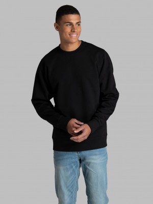 Black Ink Fruit Of The Loom Crafted Comfort Favorite Fleece Crew Men's Sweatshirt | USZ049162