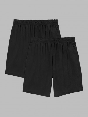 Black Ink Fruit Of The Loom Eversoft® Jersey Short, 2 Pack Men's Shorts | TEV198426