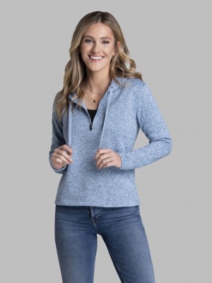 Blue Ashes Fruit Of The Loom Ladies Sweater Fleece Quarter Zip Pullover Women's Hoodie | ZCS102679