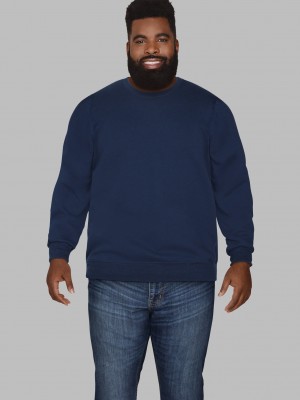 Blue Cove Fruit Of The Loom Big Eversoft® Fleece Crew Men's Sweatshirt | QZV054128