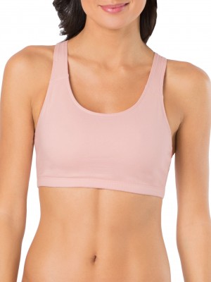 Blushing Rose/White/Grey Fruit Of The Loom Tank Style Sports Bra, 3 Pack Women's Sports Bra | LEW974126