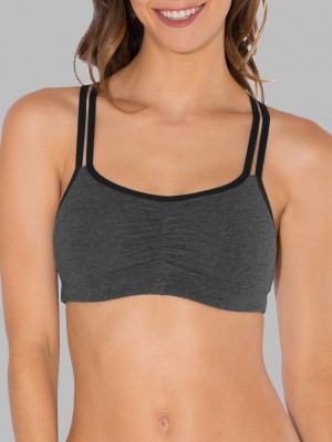 Blushing Rose With Black/Charcoal/Black Fruit Of The Loom Strappy Sports Bra, 3 Pack Women's Sports Bra | OIX748201