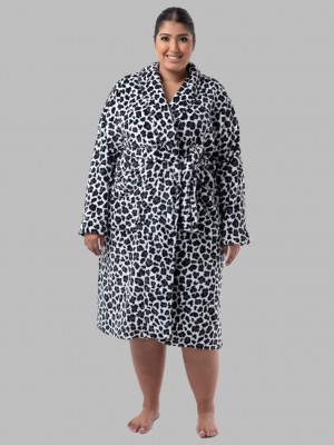 Cheetah Fruit Of The Loom Plus Fleece Robe Women's Sleepwear | LWJ015729