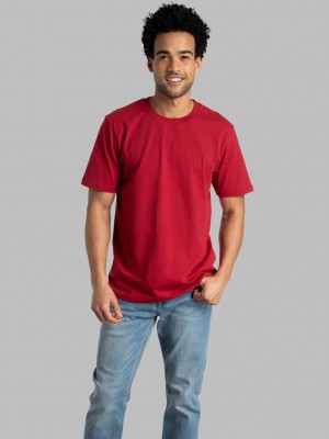 Crimson Fruit Of The Loom Crafted Comfort Legendary Tee™ Crew Men's T Shirts | CLZ102435