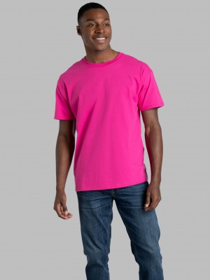 Cyber Pink Fruit Of The Loom Eversoft® Short Sleeve Crew, 2 Pack Men's T Shirts | OLF102634