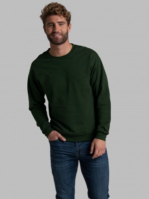 Duffle Bag Green Fruit Of The Loom EverSoft® Fleece Crew Men's Sweatshirt | FLM251839