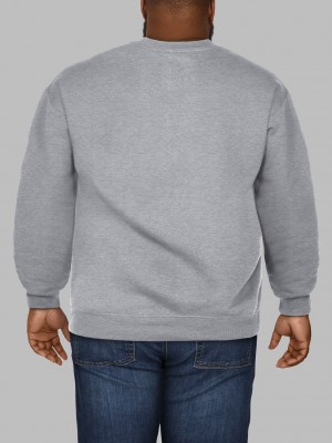 Grey Fruit Of The Loom Big Eversoft® Fleece Crew Men's Sweatshirt | HBG570298