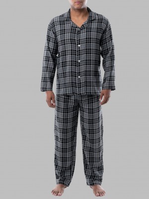 Grey Fruit Of The Loom Flannel, 2 Piece Set Men's Pajamas | EJR324915