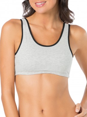 Grey W/Black/White/Black Fruit Of The Loom Tank Style Sports Bra, 3 Pack Women's Sports Bra | DJP708345