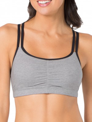 Grey With Black/White/Black Fruit Of The Loom Strappy Sports Bra, 3 Pack Women's Sports Bra | JVG154062