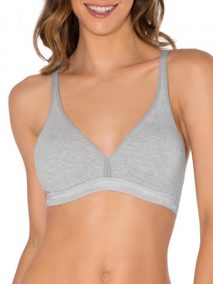 Heather Grey/White Fruit Of The Loom Wirefree Cotton Bralette 2 Pack Women's Wirefree Bra | CPE752908