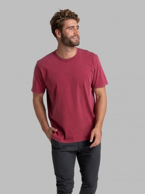 Iron Red Fruit Of The Loom Garment Dyed Crew Men's T Shirts | VRH523179