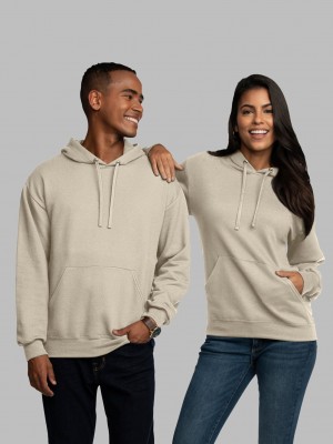 Khaki Fruit Of The Loom EverSoft® Fleece Pullover Men's Hoodie | EHD167054