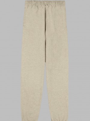 Khaki Fruit Of The Loom EverSoft® Fleece Elastic Bottom, Extended Sizes Men's Sweatpants | BFQ194803