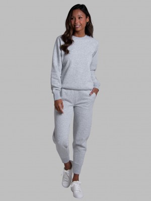 Light Grey Fruit Of The Loom Crafted Comfort Favorite Fleece Pant Women's Sweatpants | PWB709641