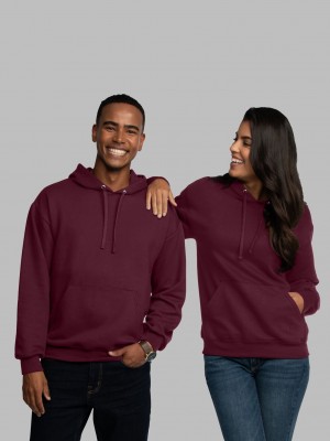 Maroon Fruit Of The Loom EverSoft® Fleece Pullover Men's Hoodie | UTC902741