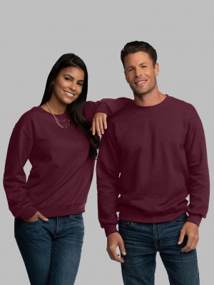 Maroon Fruit Of The Loom EverSoft® Fleece Crew Men's Sweatshirt | FQN741892