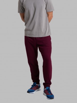 Maroon Fruit Of The Loom Eversoft® Fleece Jogger Men's Sweatpants | VXW978426