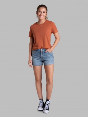 Mars Red Fruit Of The Loom Recover™ Short Sleeve Crew Women's Tops | NIK478395