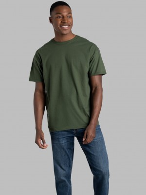 Military Green Fruit Of The Loom Eversoft® Short Sleeve Crew, 2 Pack Men's T Shirts | IBA352047