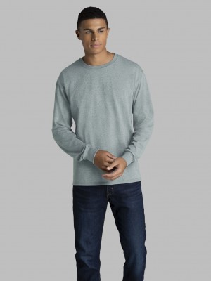 Mineral Gray Fruit Of The Loom 2 Pack Long Sleeve Men's T Shirts | EOV820417