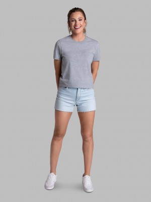 Mineral Grey Fruit Of The Loom Recover™ Short Sleeve Crew Women's T Shirts | ASK425680