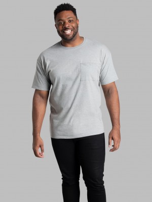 Mingryhthr Fruit Of The Loom Tall Eversoft® Short Sleeve Pocket Men's Pocket Tees | EZC159328