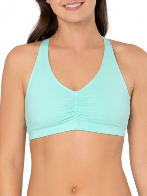 Mint Chip/White/Grey Fruit Of The Loom Shirred Front Racerback Sports Bra 3-Pack Women's Sports Bra | LUZ096315