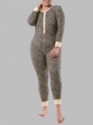 Natural Animal Fruit Of The Loom Waffle Women's Union Suit | ODY542786