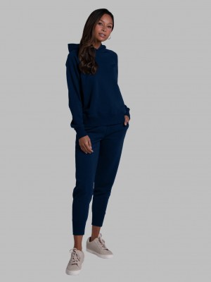 Navy Fruit Of The Loom Crafted Comfort Favorite Fleece Pant Women's Sweatpants | STI615283