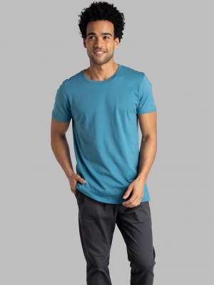 Neptune Blue Fruit Of The Loom Crafted Comfort Artisan Tee™ Crew Men's Hoodie | MRZ376149