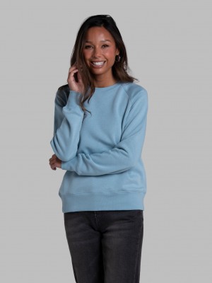 Neptune Blue Fruit Of The Loom Crafted Comfort Favorite Fleece Crew Women's Sweatshirt | MSD541267