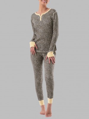 Raschel Animal Fruit Of The Loom Raschel Henley Pant, 2-Piece Set Women's Pajamas | KOG109485