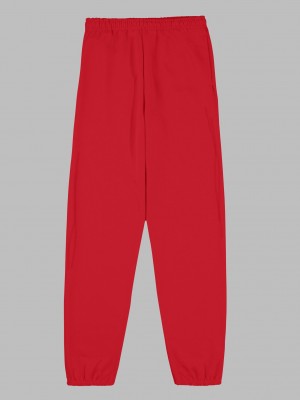 Red Fruit Of The Loom EverSoft® Fleece Elastic Bottom, Extended Sizes Men's Sweatpants | OPS092156