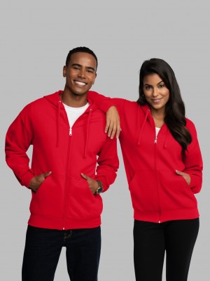 Red Fruit Of The Loom EverSoft® Fleece Full Zip Women's Hoodie | VTC547986