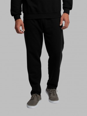 Rich Black Fruit Of The Loom Eversoft® Open Bottom Men's Sweatpants | OBH371586