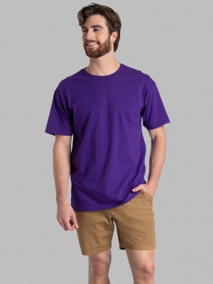 Rocky Mt Purple Fruit Of The Loom Eversoft® Short Sleeve Crew, Extended Sizes 2 Pack Men's T Shirts | JBU482603